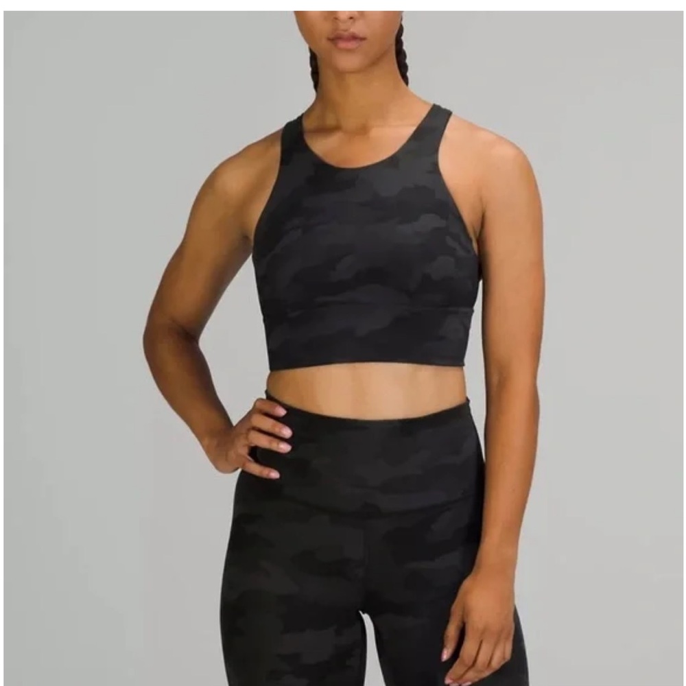 LULU LONG LINE TRAIN BRA BLACK CAMO BRAND NEW